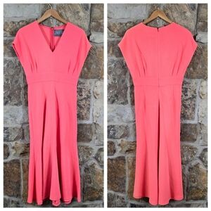 Lela Rose 6 Wool Crepe Midi Dress